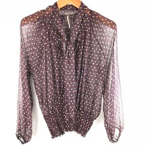 Free People Sheer 100% Silk Dressy Bowtie Blouse S
